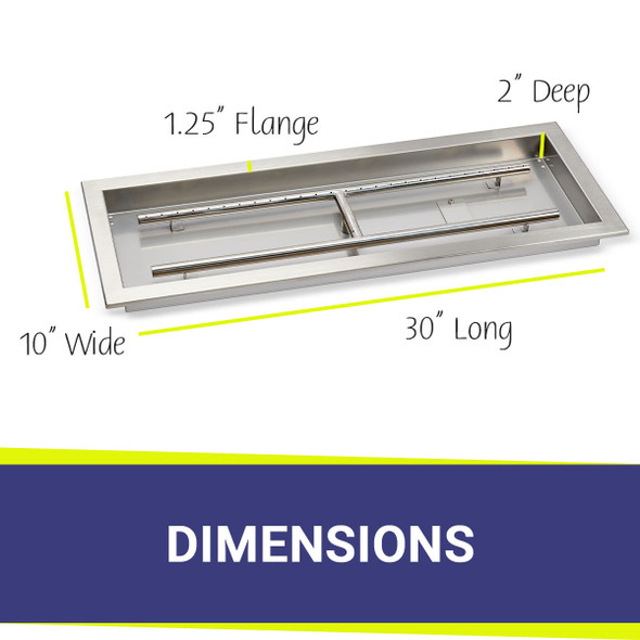 American Fire Products 30" x 10" Stainless Steel Rectangular Drop-In Fire Pit Pan