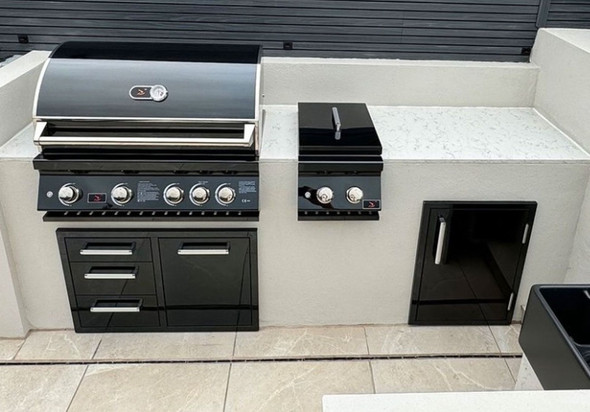 Whistler 33-Inch Black Stainless Steel Triple Drawer and Trash Can/Propane Tank Drawer