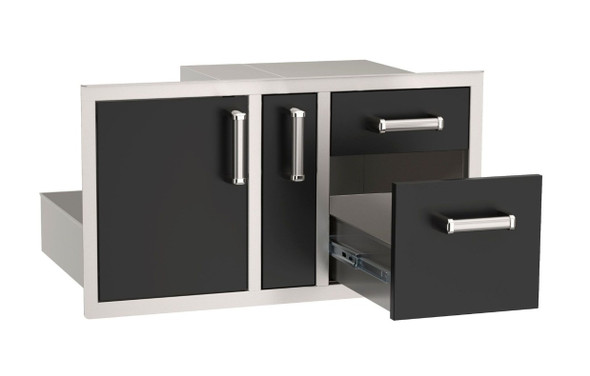 Fire Magic Echelon Flush 36-Inch Black Access Door With Platter Storage And Double Drawer With Soft Close