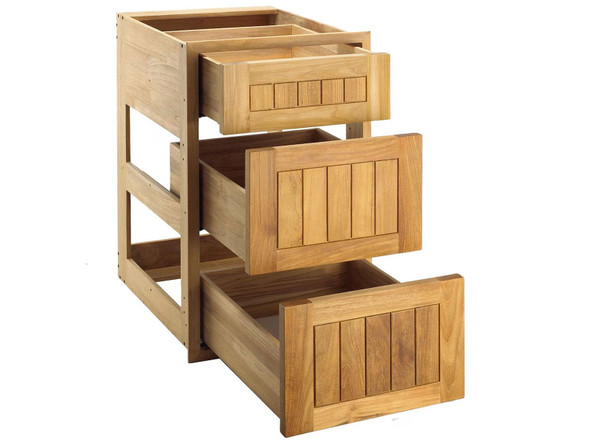 Pacific Teak Millworks 18-Inch Cottage Panel Triple Drawer - UD3V-18C