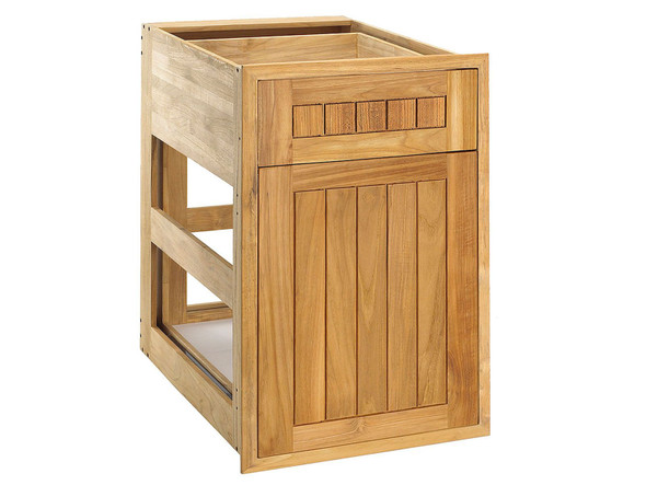 Pacific Teak Millworks 18-Inch Cottage Panel Teak Wood Drawer/Pullout Combo - C11P-18C