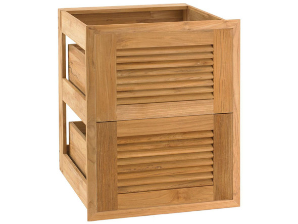 Pacific Teak Millworks 18-Inch Louvered Panel Teak Wood Double Drawer - UD2V-18L