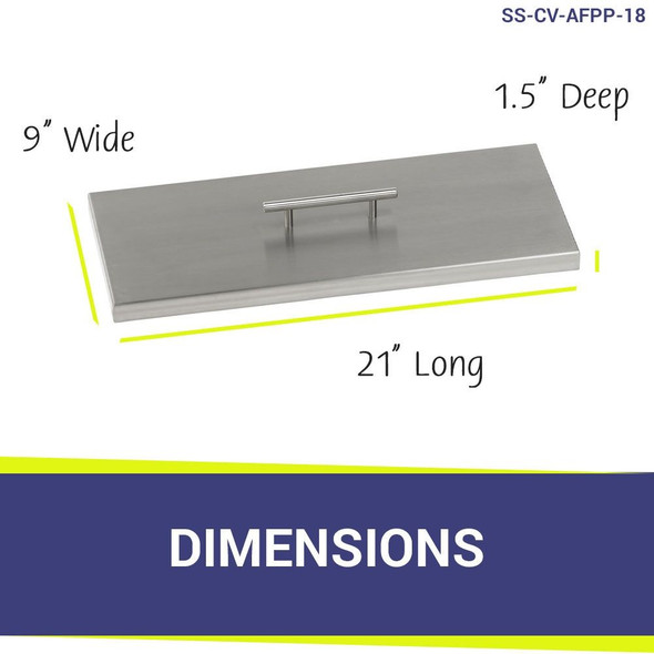 American Fire Products Stainless Steel Cover for Rectangular Drop-In Fire Pit Pan - SS-CV-AFPP-18