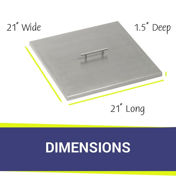 American Fire Products Stainless Steel Cover for Square Drop-In Fire Pit Pan - SS-CV-SQP-18