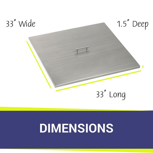 American Fire Products Stainless Steel Cover for Square Drop-In Fire Pit Pan - SS-CV-SQP-30