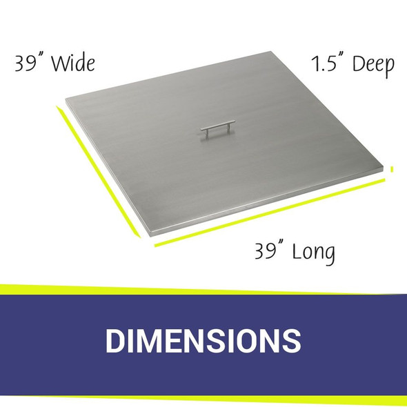 American Fire Products Stainless Steel Cover for Square Drop-In Fire Pit Pan - SS-CV-SQP-36
