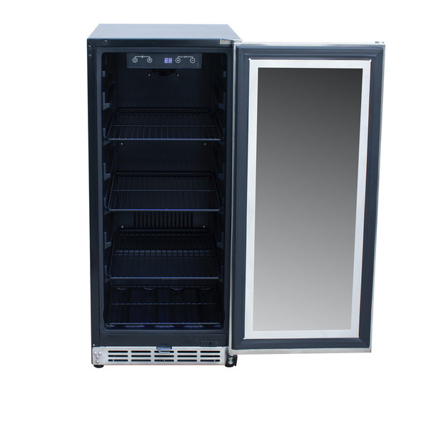 TrueFlame 15-Inch Outdoor Rated Refrigerator w/Glass Door & Stainless Steel Handle