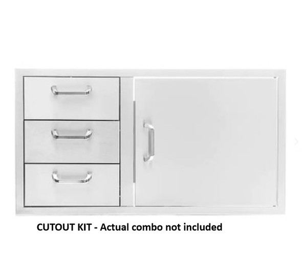 BBQ Girls Premium 39-INCH ACCESS DOOR & TRIPLE DRAWER COMBO- CUTOUT KIT