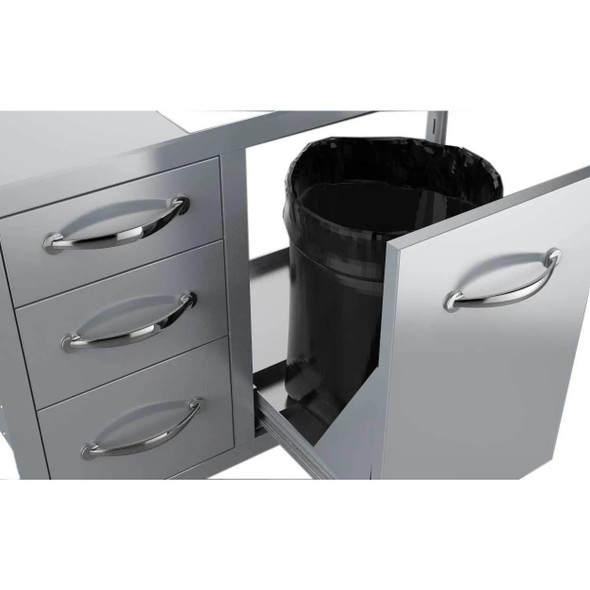 Sunstone Grills Classic Series 30-Inch Stainless Steel Roll-Out Propane Tank Drawer & Triple Drawer Combo-Open-View