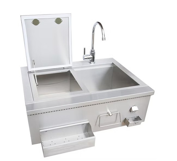 Kokomo 30" Built-In Bartender Cocktail Station With Sink Bottle Opener and Ice Chest SKU: KO-30CKT-SNK