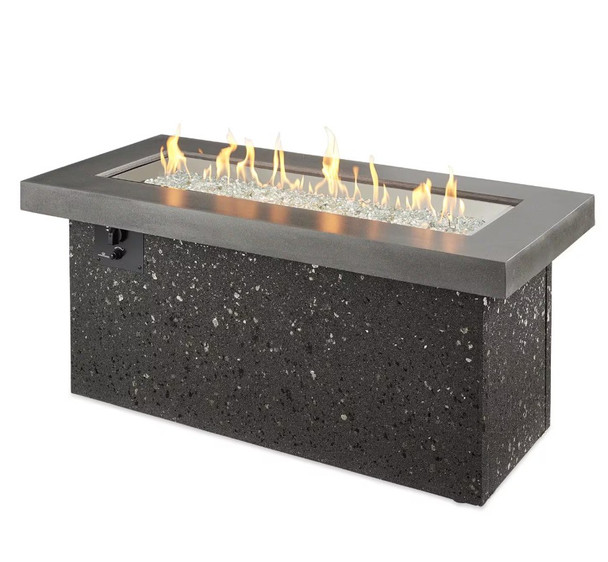 Key Largo 48 Inch Rectangular Stucco Natural Gas Fire Pit Table in Midnight Mist by The Outdoor GreatRoom Company