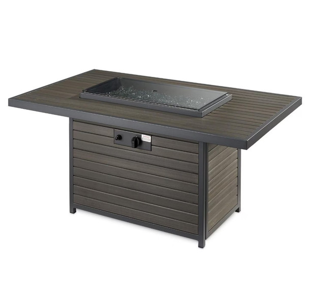 Brooks 50 Inch Rectangular Cast Aluminum Natural Gas Fire Pit Table in Taupe by The Outdoor GreatRoom Company