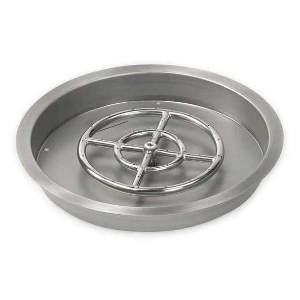 American Fire Products 19" Stainless Steel Round Drop-In Pan With 12" Ring Burner - SS-RSP-19-ASBL