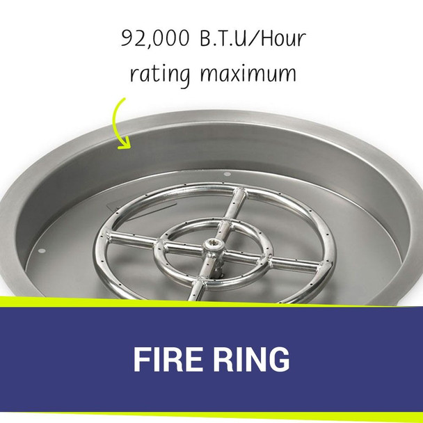 American Fire Products 19" Stainless Steel Round Drop-In Pan With 12" Ring Burner - SS-RSP-19-ASBL