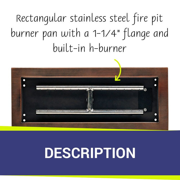 American Fire Products 18" x 6" Oil Rubbed Bronze Rectangular Drop-In Fire Pit Pan -  OB-AFPP-18