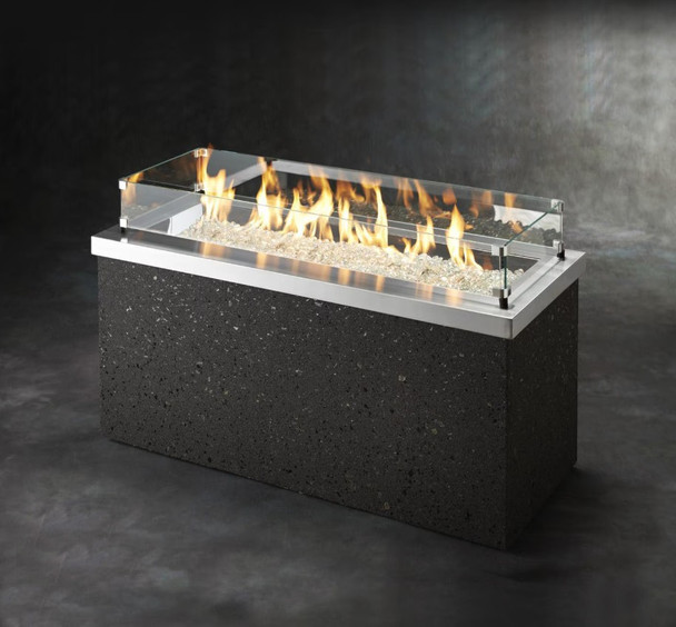 Key Largo 48 Inch Rectangular Stucco Propane Fire Pit in Stainless Steel by The Outdoor GreatRoom Company Key Largo 48 Inch Rectangular Stucco Propane Fire Pit in Stainless Steel by The Outdoor GreatRoom Company