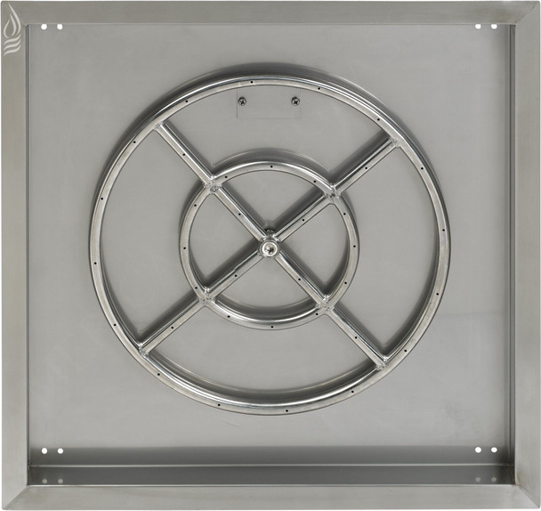 American Fire Products 24" Stainless Steel Square Drop In Pan With 18" Fire Ring - SS-SQP-24-ASBL