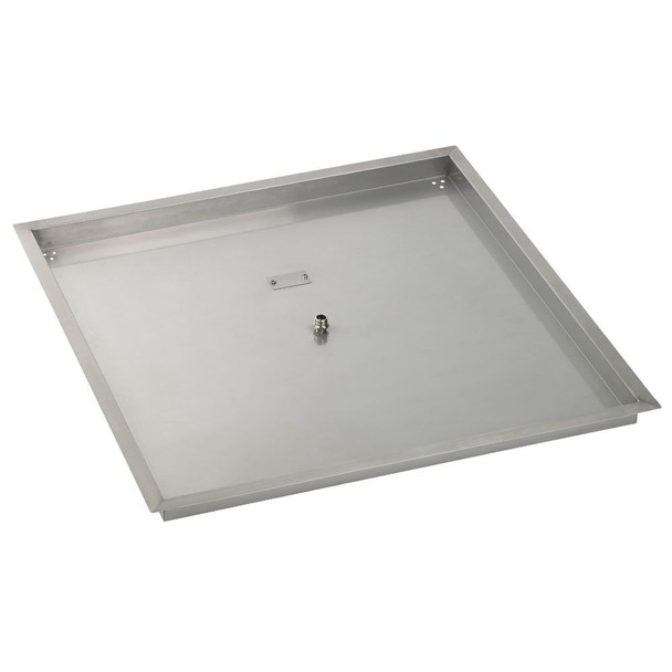 American Fire Products 36" Stainless Steel Square Drop In Pan With 18" Fire Ring - SS-SQP-36-ASBL