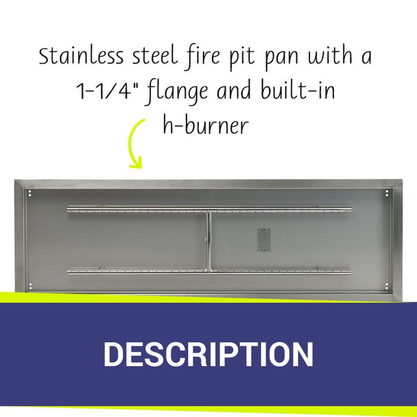 American Fire Products 48" x 14" Stainless Steel Rectangular Drop-In Fire Pit Pan - SS-AFPP-48