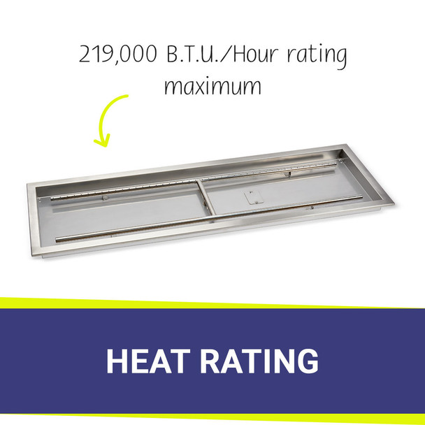 American Fire Products 48" x 14" Stainless Steel Rectangular Drop-In Fire Pit Pan - SS-AFPP-48