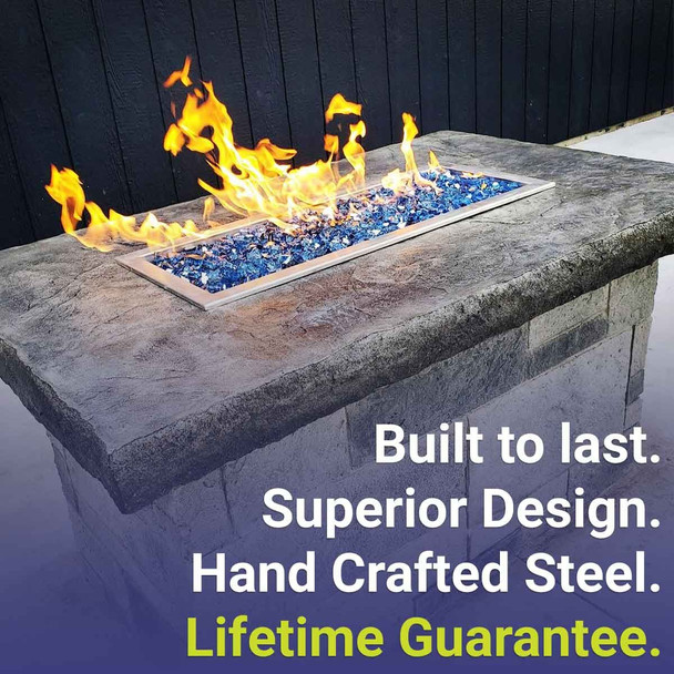 American Fire Products 48" x 14" Stainless Steel Rectangular Drop-In Fire Pit Pan - SS-AFPP-48