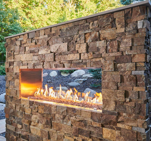 The Outdoor GreatRoom Company 40-Inch Linear Ready-to-Finish See-Through Natural Gas Fireplace W/ Direct Spark Ignition