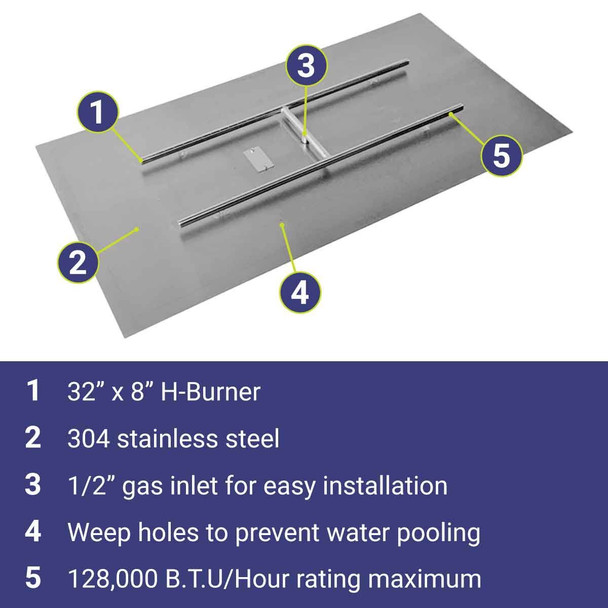 American Fire Products 60" x 24" Rectangular Stainless Steel Flat Pan - SS-RTFP-60