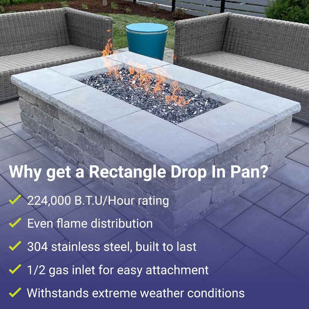 American Fire Products 72" x 24" Rectangular Stainless Steel Flat Pan - SS-RTFP-72