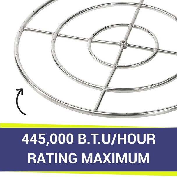 American Fire Products 36" Triple-Ring Stainless Steel Burner with a 3/4" Inlet - SS-FR-36