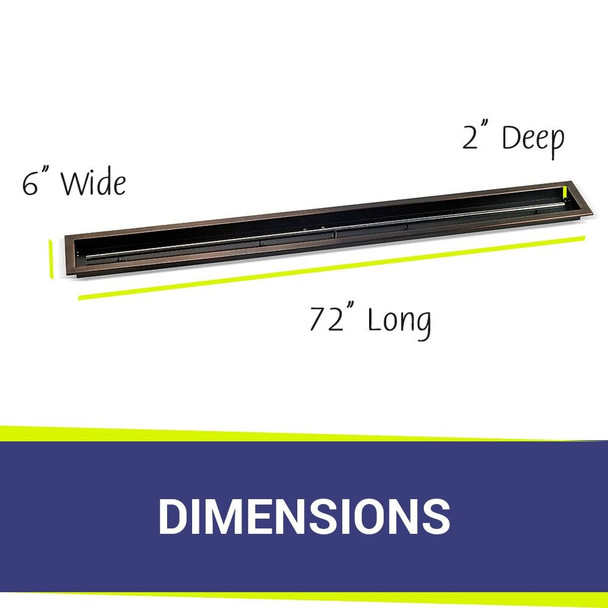 American Fire Products 72" x 6" Oil Rubbed Bronze Linear Drop-In Fire Pit Pan - OB-LCB-72