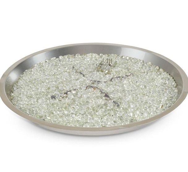 The Outdoor GreatRoom Company Crystal Fire Plus 32 Inch Drop-In Round 105,000 BTU Propane Fire Pit Burner Kit w/ Direct Spark Ignition - Stainless Steel