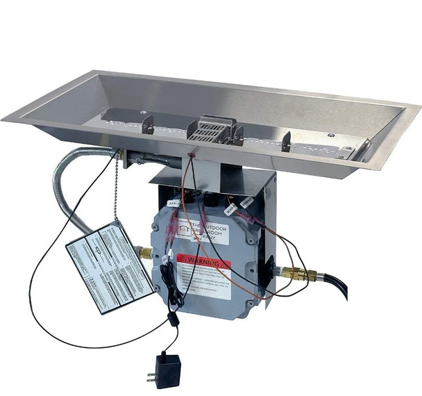 The Outdoor GreatRoom Company Crystal Fire Plus 24 X 12 Linear Electronic Ignition Natural Gas Fire Pit Burner Kit - CFP1224DSING-B