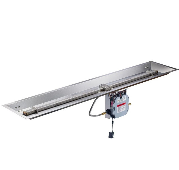 The Outdoor GreatRoom Company Crystal Fire Plus 64 X 12 Linear Electronic Ignition Propane Gas Fire Pit Burner Kit - CFP1264DSILP-B