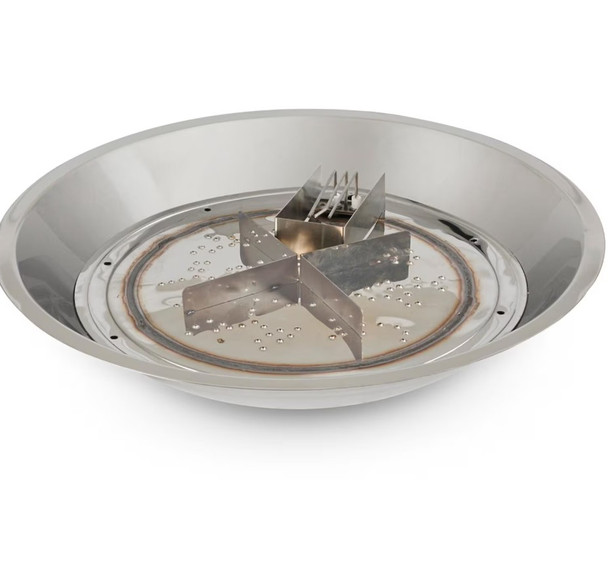 The Outdoor GreatRoom Company Crystal Fire Plus 20 Inch Drop-In Round 55,000 BTU Propane Fire Pit Burner Kit w/ Direct Spark Ignition - Stainless Steel