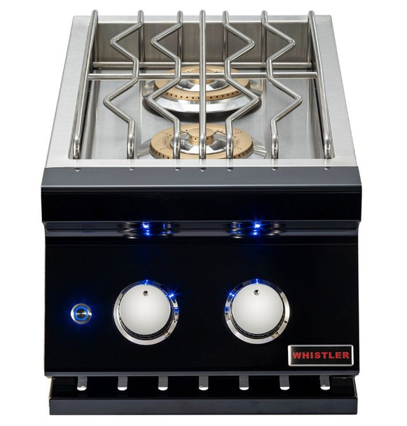 Whistler 4-Burner 96 x 28-Inch Gas Grill Island with Infrared Rear Burner, Double Side Burner, Sink, and Rotisserie Kit - Black Stainless