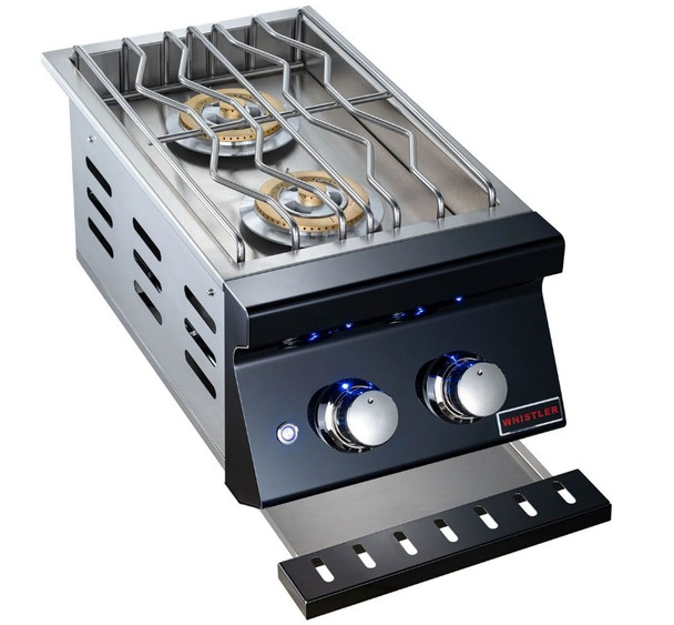 Whistler 4-Burner 96 x 28-Inch Gas Grill Island with Infrared Rear Burner, Double Side Burner, Sink, and Rotisserie Kit - Black Stainless