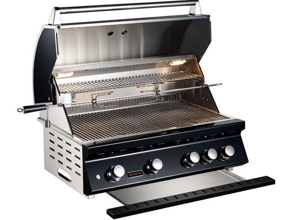 Whistler 4-Burner 96 x 28-Inch Gas Grill Island with Infrared Rear Burner, Double Side Burner, Sink, and Rotisserie Kit - Black Stainless