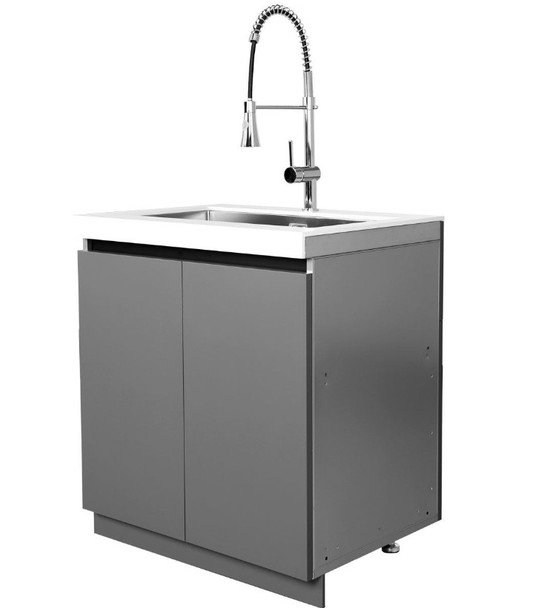 Whistler 5-Burner 141 x 28-Inch Gas Grill Island with Infrared Rear Burner, Refrigerator, Sink, Double Side Burner, and Rotisserie Kit - Black Stainless