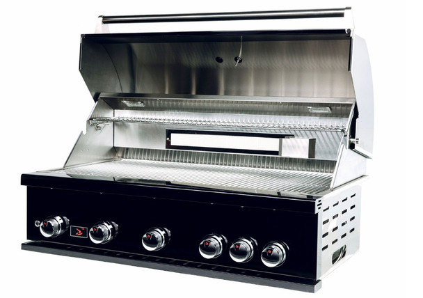 Whistler 5-Burner 141 x 28-Inch Gas Grill Island with Infrared Rear Burner, Refrigerator, Sink, Double Side Burner, and Rotisserie Kit - Black Stainless