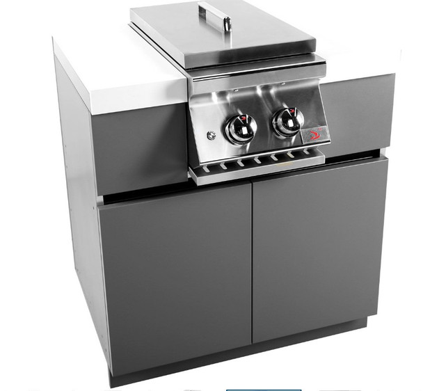 Whistler 4-Burner 133 x 28-Inch Gas Grill Island with Infrared Rear Burner, Refrigerator, Double Side Burner, and Rotisserie Kit