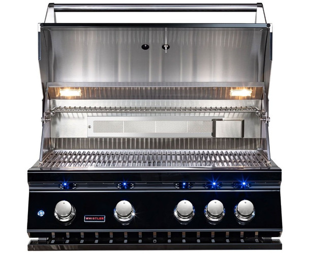 Whistler 4-Burner 127 x 28-Inch Gas Grill Island with Infrared Rear Burner, Sink, Double Side Burner, and Rotisserie Kit - Black Stainless