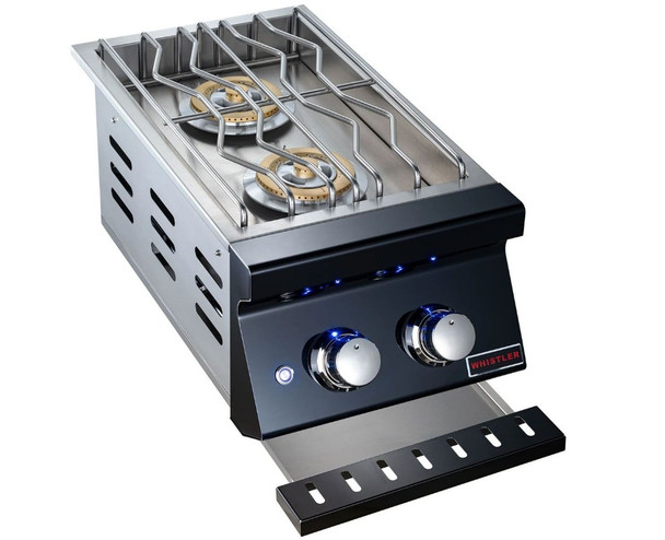 Whistler 4-Burner 133 x 28-Inch Gas Grill Island with Infrared Rear Burner, Refrigerator, Sink, Double Side Burner, and Rotisserie Kit - Black Stainless