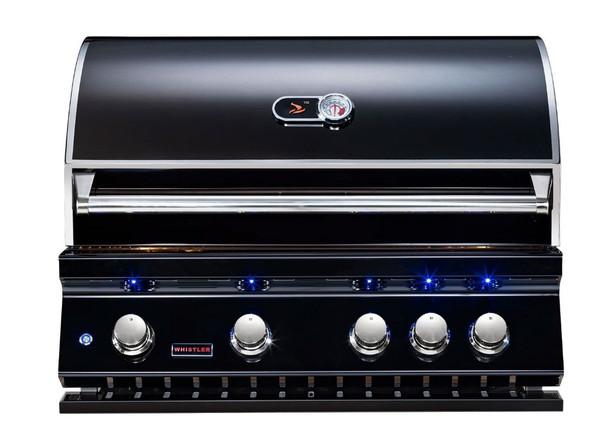 Whistler 4-Burner 133 x 28-Inch Gas Grill Island with Infrared Rear Burner, Refrigerator, Sink, Double Side Burner, and Rotisserie Kit - Black Stainless