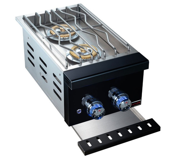 Whistler 5-Burner 135 x 28-Inch Gas Grill Island with Infrared Rear Burner, Sink, Double Side Burner, and Rotisserie Kit - Black Stainless