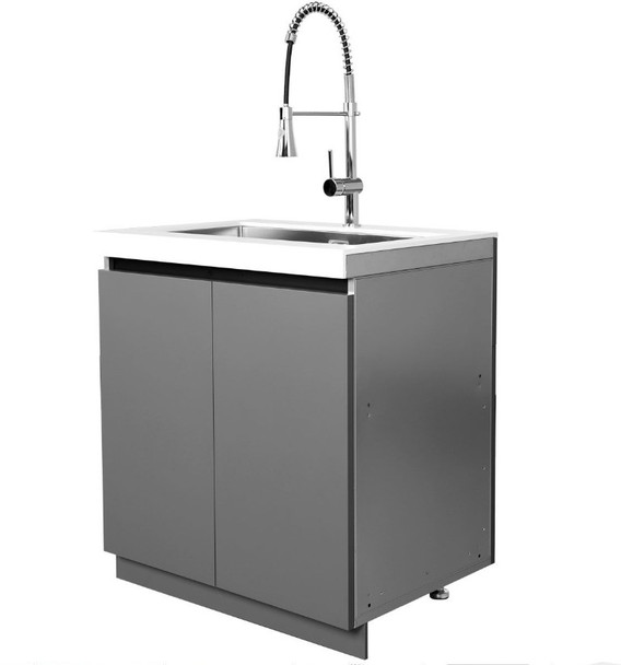 Whistler 4-Burner 164 x 28-Inch Gas Grill Island with Infrared Rear Burner, Refrigerator, Sink, Double Side Burner, and Rotisserie Kit - Black Stainless