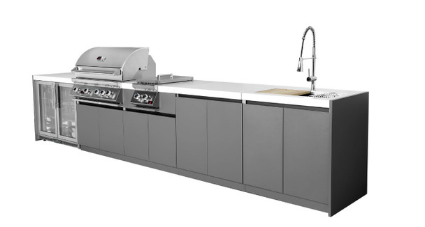 Whistler 4-Burner 164 x 28-Inch Gas Grill Island with Infrared Rear Burner, Refrigerator, Sink, Double Side Burner, and Rotisserie Kit