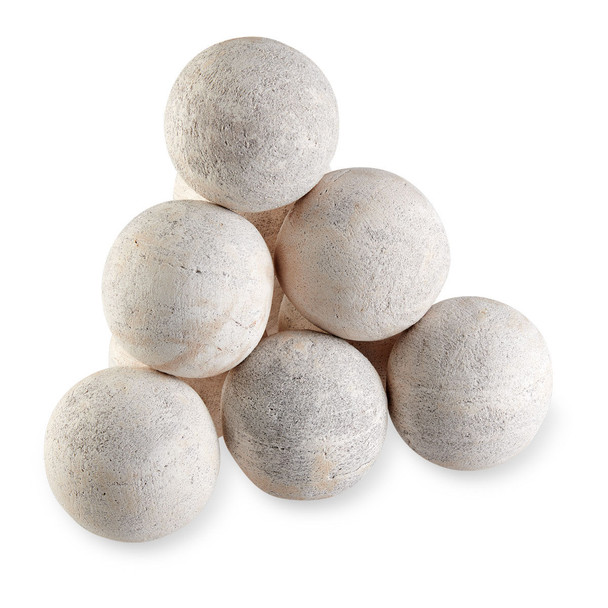 American Fire Products 4" Cottage White Lite Stone Fire Balls - Set of 6 - AFG-FBL-CW-6B