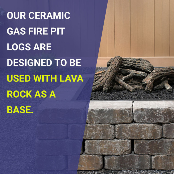 American Fire Products Formation Creation Country Oak Ceramic Gas Fire Pit Logs – 9 Piece Set - AFP-FPL-CO