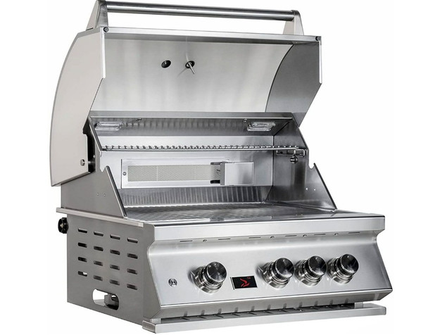 Whistler 28-Inch 3-Burner Built-In Gas Grill With Rear Infrared Burner, Grill Lights, Rotisserie Kit & Cover