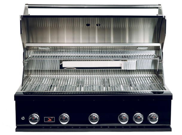 Whistler 42-Inch 5-Burner Built-In Gas Grill With Rear Infrared Burner, Grill Lights, Rotisserie Kit & Cover - Black Stainless